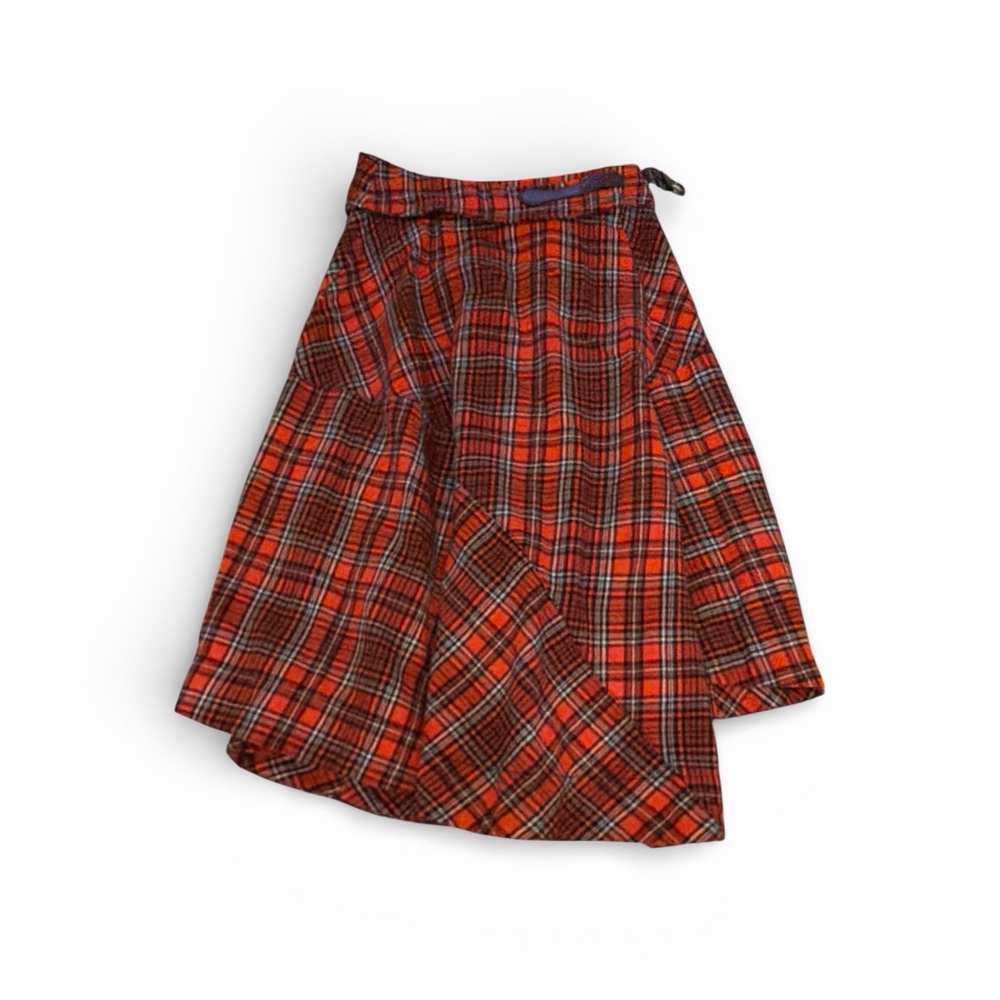 Free People Plaid A-Line Wrap Skirt - Red and Black - Picture 2 of 4